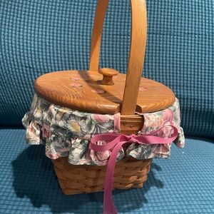 Longaberger Mother's Day / Easter Basket Set 1993 floral print liner Cute!